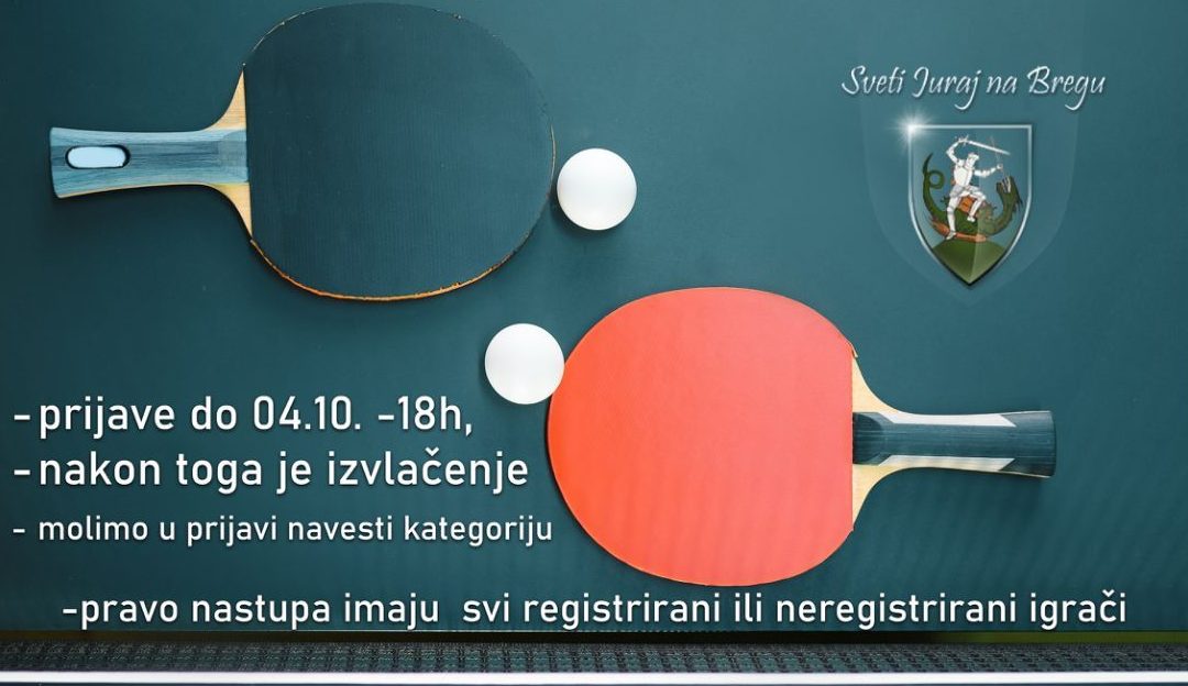 Sveti Juraj na Bregu domaćin turnira: Okupit će se ljubitelji stolnog tenisa iz cijele regije