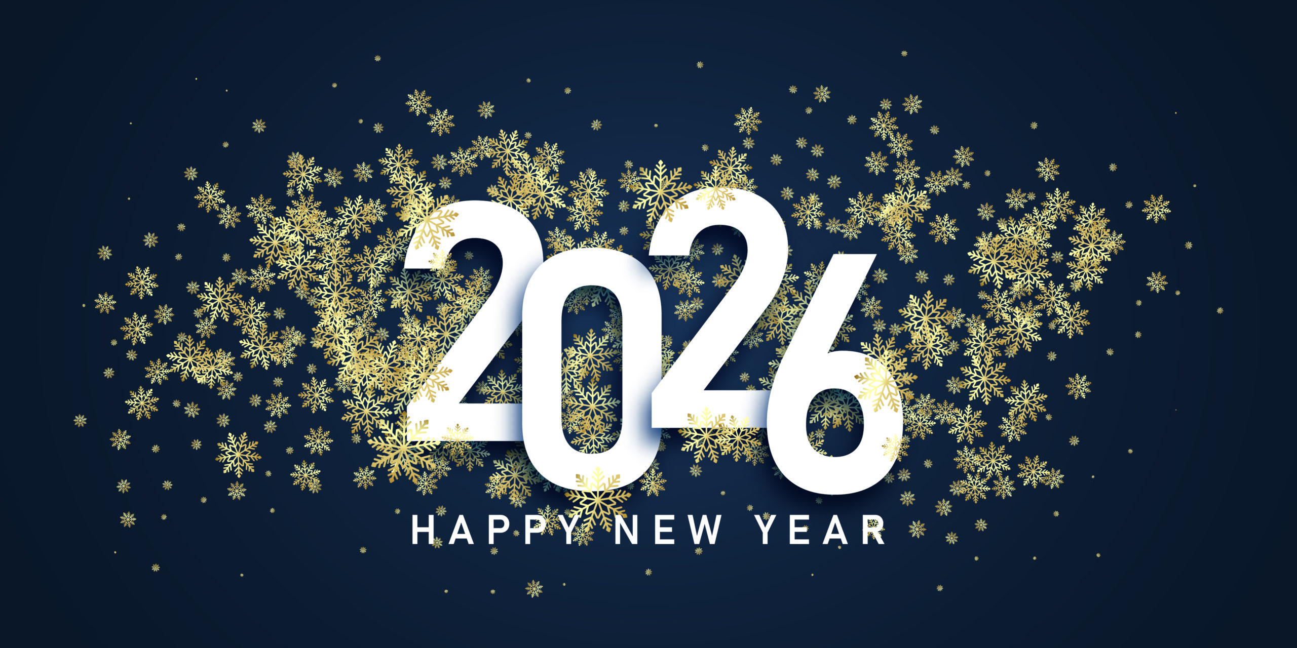 Happy New Year banner with snowflakes design