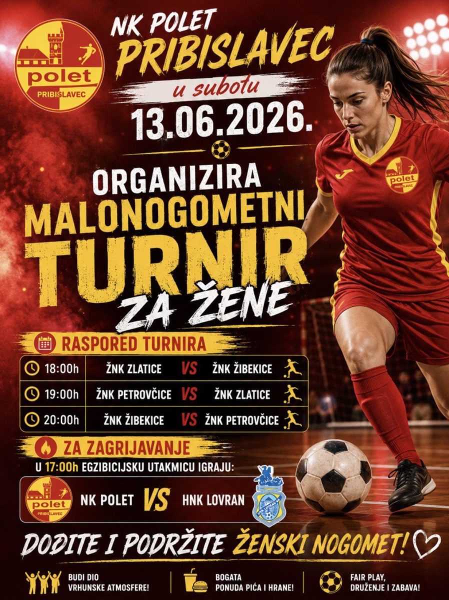 Ženski nogomet u prvom planu: NK Polet Pribislavec ove subote organizira uzbudljiv malonogometni turnir za žene!