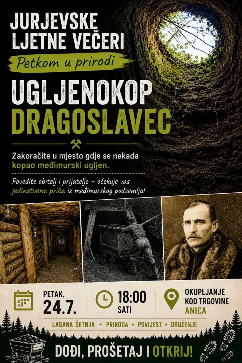 Jurjevske ljetne večeri: Upoznajte tajne ugljenokopa Dragoslavec i međimurskog podzemlja